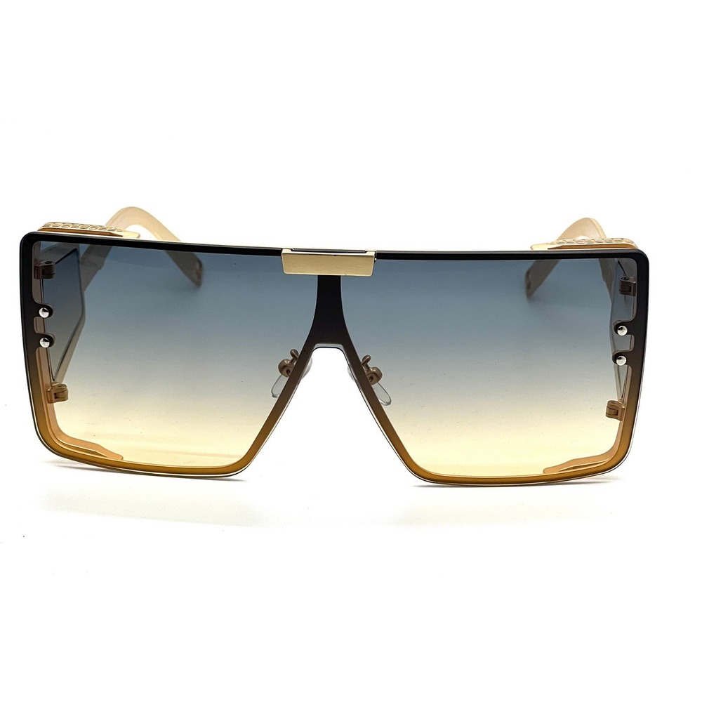 Sunglasses Gold Frame Green Gradient Lens Oversized Fashion Luxury Party Shades - Picture 11 of 13